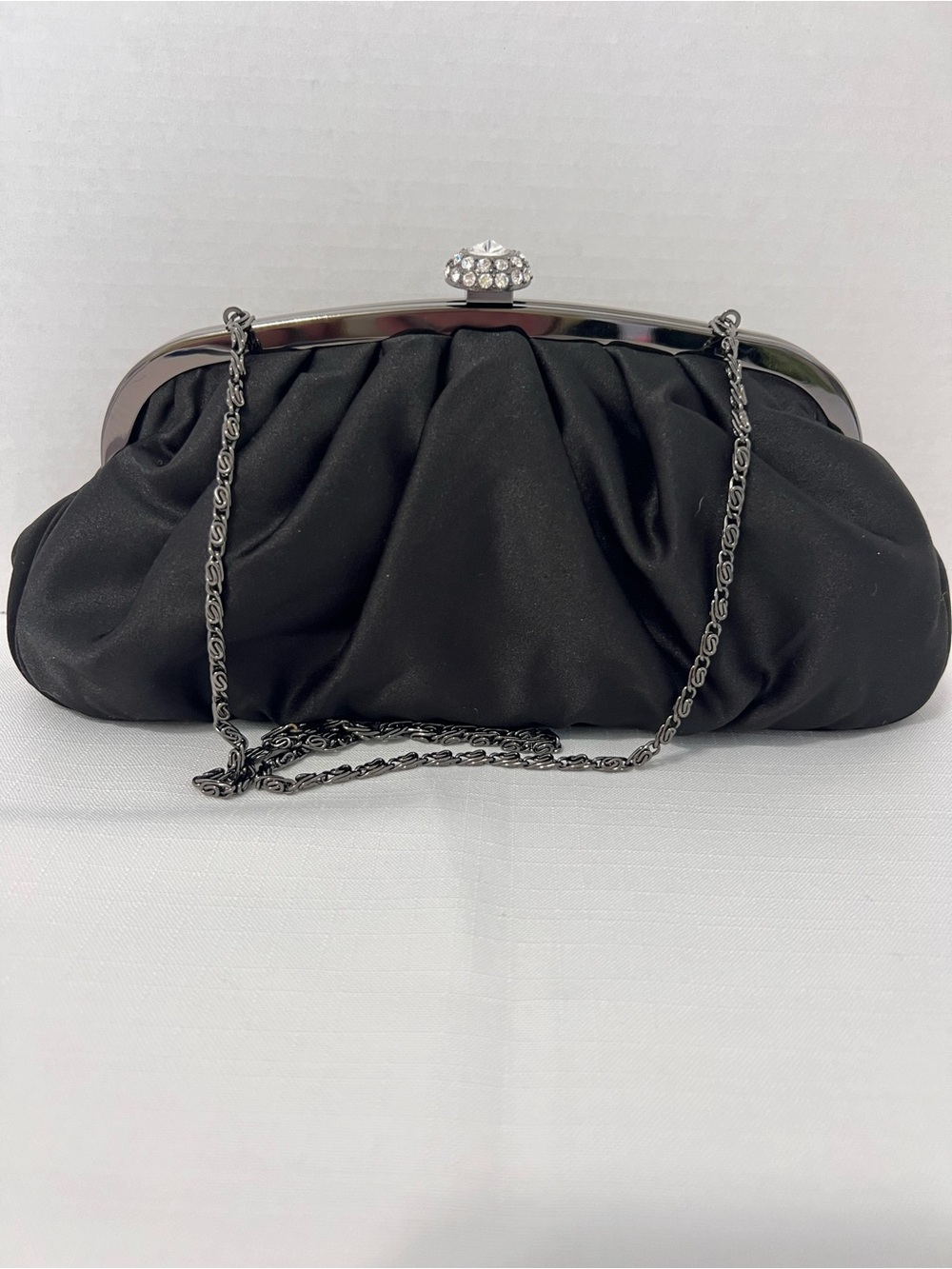 Black Satin Classic Event Elegant Evening Bag Clutch